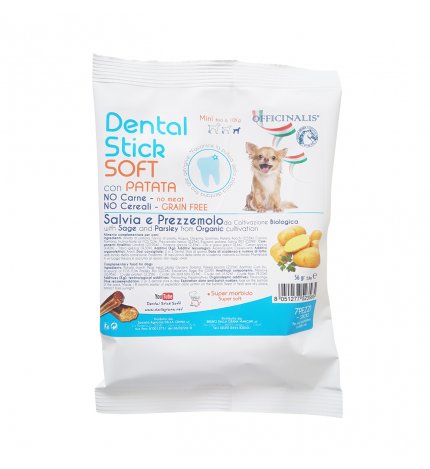 OFFICINALIS SNACK CANE DENTAL STICK SOFT GRAIN FREE TAGLIA MINI CON PATATA DA 56 GR 7 PEZZI