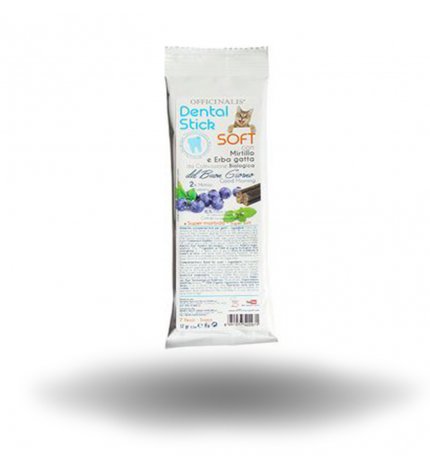 OFFICINALIS SNACK GATTO DENTAL STICK SOFT DEL BUON GIORNO CON ERBA GATTA E MIRTILLO DA 17 GR 7 PEZZI