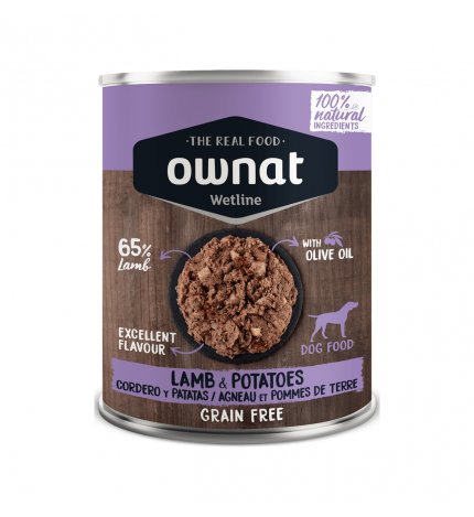 OWNAT CANE WETLINE GRAIN FREE AGNELLO PATATE DA 395 GR IN LATTINA
