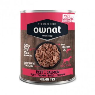 OWNAT CANE WETLINE GRAIN FREE MANZO SALMONE DA 395 GR IN LATTINA