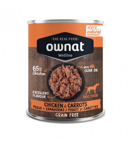 OWNAT CANE WETLINE GRAIN FREE POLLO CAROTE DA 395 GR IN LATTINA