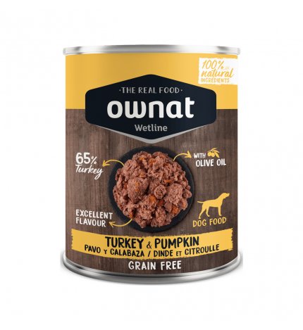OWNAT CANE WETLINE GRAIN FREE TACCHINO ZUCCA DA 395 GR IN LATTINA