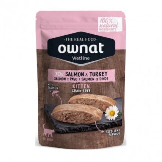 OWNAT GATTO WETLINE GRAIN FREE KITTEN SALMONE TACCHINO DA 85 GR IN BUSTINA