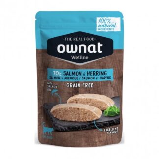 OWNAT GATTO WETLINE GRAIN FREE SALMONE ARINGA DA 85 GR IN BUSTINA