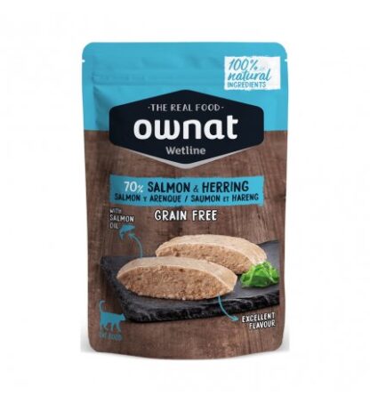 OWNAT GATTO WETLINE GRAIN FREE SALMONE ARINGA DA 85 GR IN BUSTINA