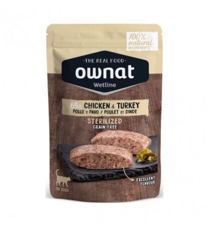 OWNAT GATTO WETLINE GRAIN FREE STERILIZZATO POLLO TACCHINO DA 85 GR IN BUSTINA
