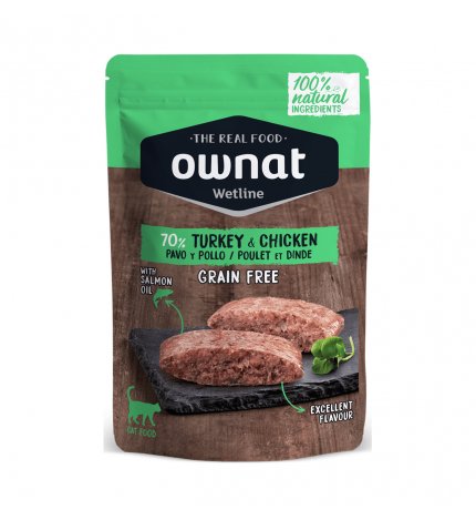 OWNAT GATTO WETLINE GRAIN FREE TACCHINO POLLO DA 85 GR IN BUSTINA
