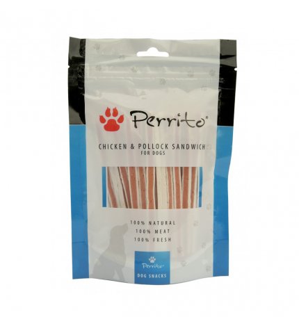 PERRITO CANE SNACK SANDWICH POLLO E MERLUZZO DA 100 GR