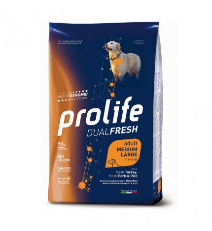 PROLIFE CANE ADULT MEDIUM LARGE DUAL FRESH AL TACCHINO E MAIALE DA 12 KG