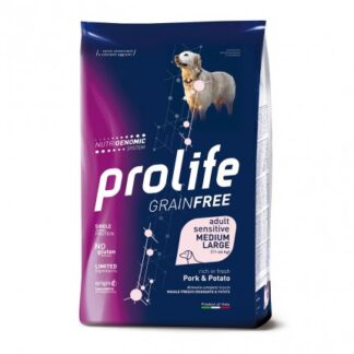 PROLIFE CANE ADULT MEDIUM LARGE SENSITIVE GRAIN FREE MAIALE E PATATE DA 10 KG