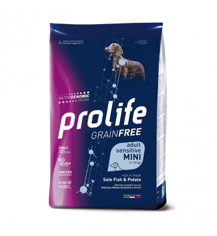 PROLIFE CANE ADULT MINI SENSITIVE GRAIN FREE SOGLIOLA PESCE E PATATE DA 2 KG