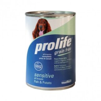 Prolife cane all breeds grain free pesce e patate da 400 gr in lattina