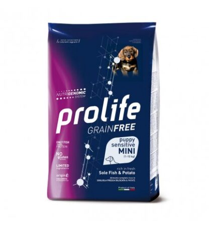 PROLIFE CANE PUPPY MINI SENSITIVE GRAIN FREE SOGLIOLA PESCE E PATATE DA 600 GR