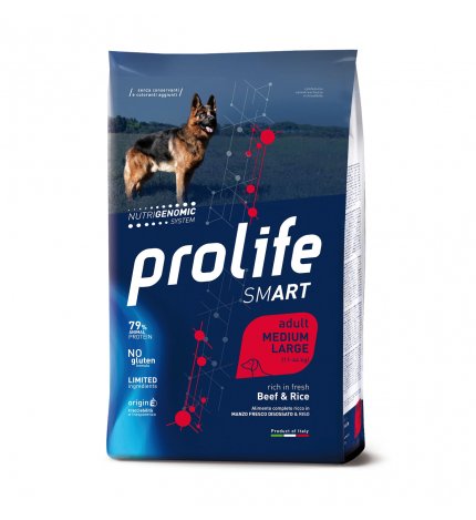 PROLIFE CANE SMART ADULT MEDIUM LARGE MANZO E RISO DA 2,5 KG