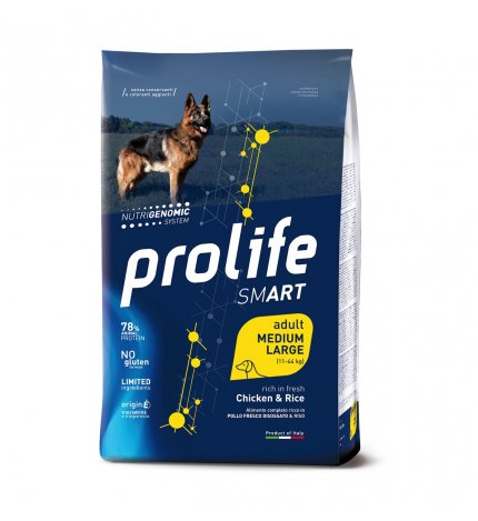 PROLIFE CANE SMART ADULT MEDIUM LARGE POLLO E RISO DA 12 KG