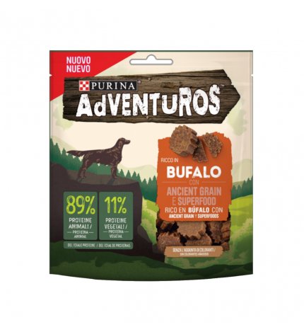 PURINA ADVENTUROS SNACK CANE RICCO IN BUFALO CON ANCIENT GRAIN E SUPERFOOD DA 120 GR