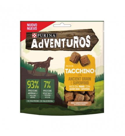 PURINA ADVENTUROS SNACK CANE RICCO IN TACCHINO CON ANCIENT GRAIN E SUPERFOOD DA 120 GR