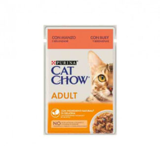 Purina chow cat gatto adult 1 + al manzo in gelatina con melanzane da 85 gr in busta