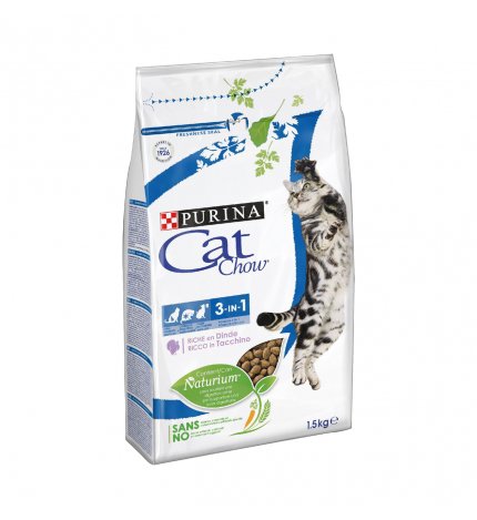 PURINA CHOW CAT GATTO ADULT 3 IN 1 AL TACCHINO DA 1,5 KG