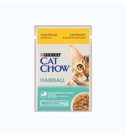 Purina chow cat gatto hairball control al pollo e fagiolini da 85 gr in busta
