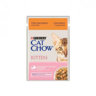 Purina chow cat gatto kitten al tacchino e zucchine in gelatina da 85 gr in busta