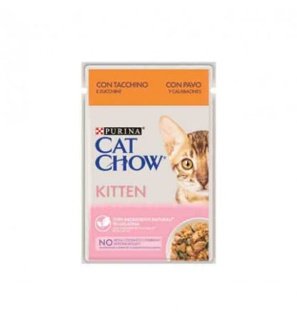 Purina chow cat gatto kitten al tacchino e zucchine in gelatina da 85 gr in busta