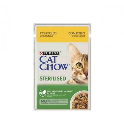 Purina chow cat gatto sterilizzato al pollo e melanzane da 85 gr in busta