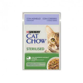 Purina chow cat gatto sterilizzato all' agnello e fagiolini da 85 gr in busta