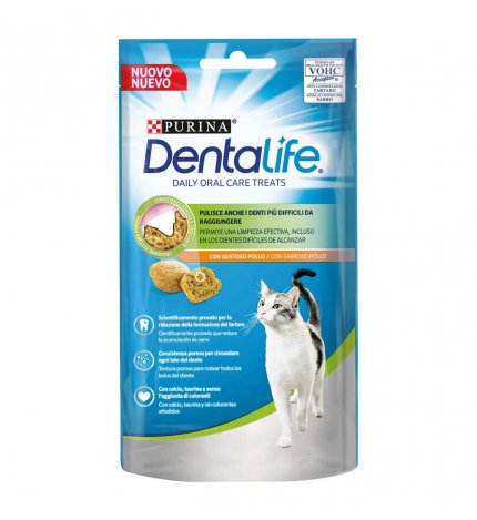 PURINA DENTALIFE SNACK GATTO DAILY ORALCARE TREATS CON GUSTOSO POLLO DA 40G