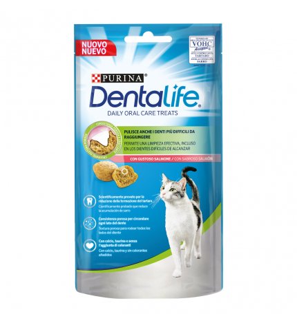 PURINA DENTALIFE SNACK GATTO DAILY ORALCARE TREATS CON GUSTOSO SALMONE DA 40G