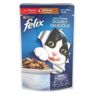 PURINA FELIX GATTO DOUBLY DELICIOUS AL MANZO E POLLAME DA 100 GR