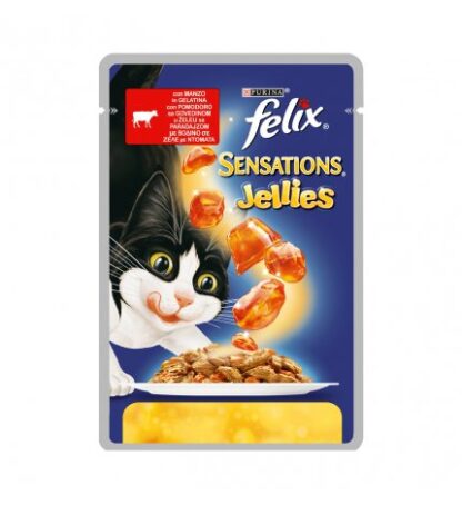 PURINA FELIX SENSATIONS GATTO AL MANZO E POMODORI DA 100 GR IN BUSTA