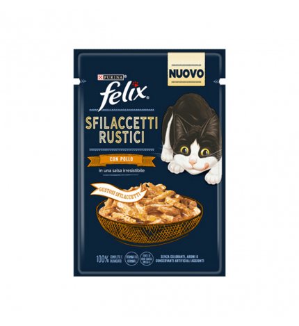 PURINA GATTO FELIX SFILACCETTI RUSTICI IN SALSA CON POLLO DA 80 GR IN BUSTINA