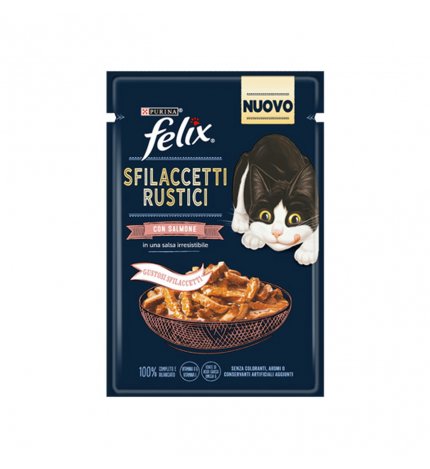 PURINA GATTO FELIX SFILACCETTI RUSTICI IN SALSA CON SALMONE DA 80 GR IN BUSTINA