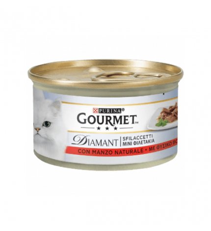 PURINA GOURMET DIAMANT GATTO SFILACCETTI CON MANZO DA 85 GR IN LATTINA