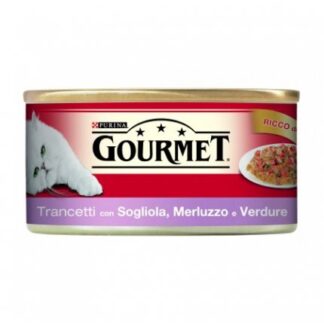 PURINA GOURMET GATTO AL MERLUZZO SOGLIOLA E VERDURE DA 195 GR IN LATTINA