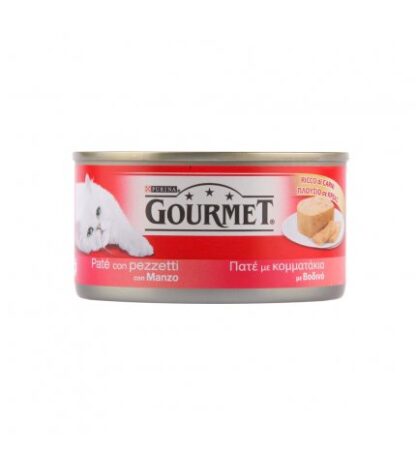 PURINA GOURMET GATTO PATE' CON PEZZETTI DI MANZO DA 195 GR IN LATTINA