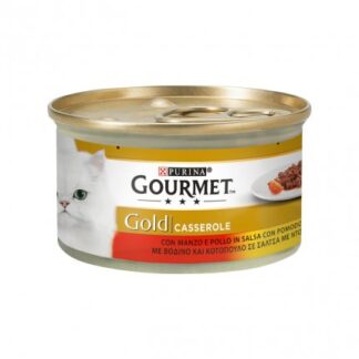 PURINA GOURMET GOLD GATTO CASSEROLE AL MANZO POLLO E POMODORO DA 85 GR IN LATTINA