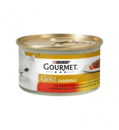 PURINA GOURMET GOLD GATTO CASSEROLE AL MANZO POLLO E POMODORO DA 85 GR IN LATTINA