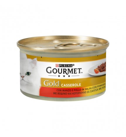 PURINA GOURMET GOLD GATTO CASSEROLE AL MANZO POLLO E POMODORO DA 85 GR IN LATTINA