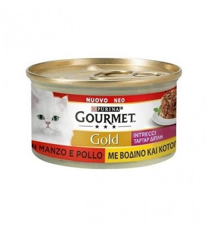 PURINA GOURMET GOLD GATTO INTRECCI CON MANZO E POLLO DA 85 GR IN LATTINA