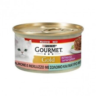PURINA GOURMET GOLD GATTO INTRECCI CON SALMONE E MERLUZZO DA 85 GR IN LATTINA