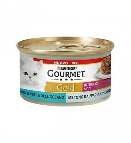 PURINA GOURMET GOLD GATTO INTRECCI CON TONNO E PESCE DELL'OCEANO DA 85 GR IN LATTINA