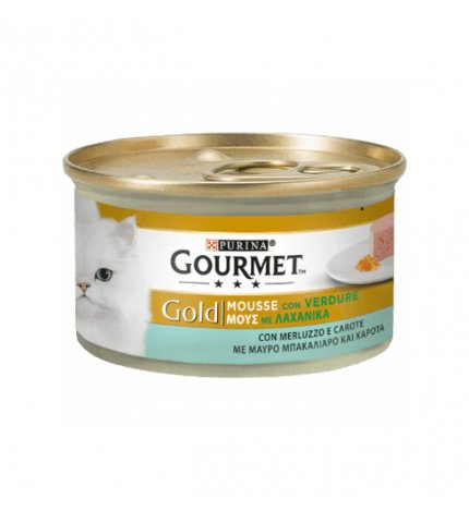PURINA GOURMET GOLD GATTO MOUSSE AL MERLUZZO E CAROTE DA 85 GR IN LATTINA