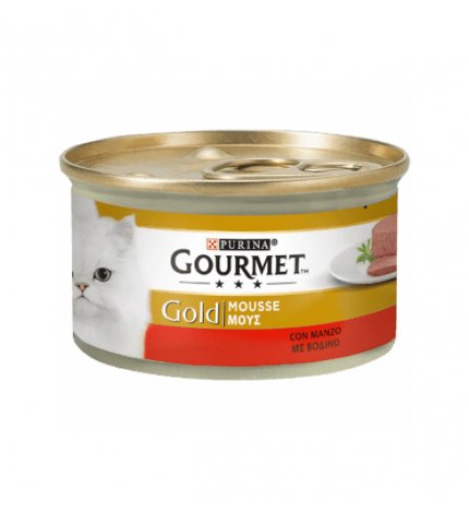 PURINA GOURMET GOLD GATTO MOUSSE CON MANZO PRELIBATO DA 85 GR IN LATTINA