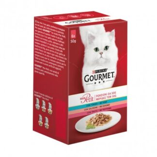 Purina gourmet mon petit gatto al tonno salmone e trota 6 buste da 50 gr