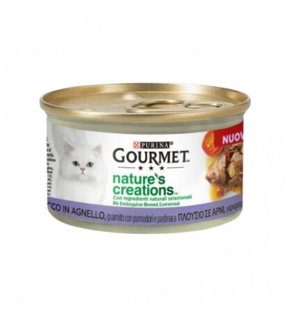 PURINA GOURMET NATURE'S CREATIONS GATTO AGNELLO CON POMODORI E PASTINACA DA 85 GR IN LATTINA