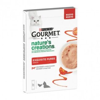 PURINA GOURMET NATURE'S CREATIONS GATTO EXQUISITE PUREE SNACK CON MANZO E POMODORO 5 SNACK DA 10 GR