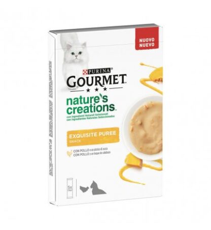 PURINA GOURMET NATURE'S CREATIONS GATTO EXQUISITE PUREE SNACK CON POLLO E ZUCCA 5 SNACK DA 10 GR