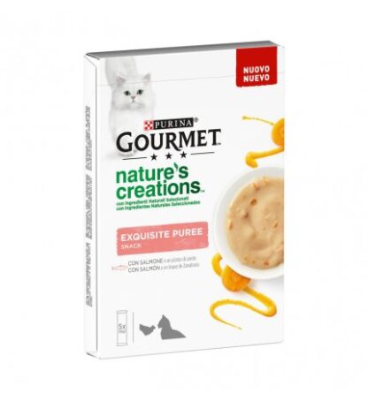 PURINA GOURMET NATURE'S CREATIONS GATTO EXQUISITE PUREE SNACK CON SALMONE E CAROTE 5 SNACK DA 10 GR